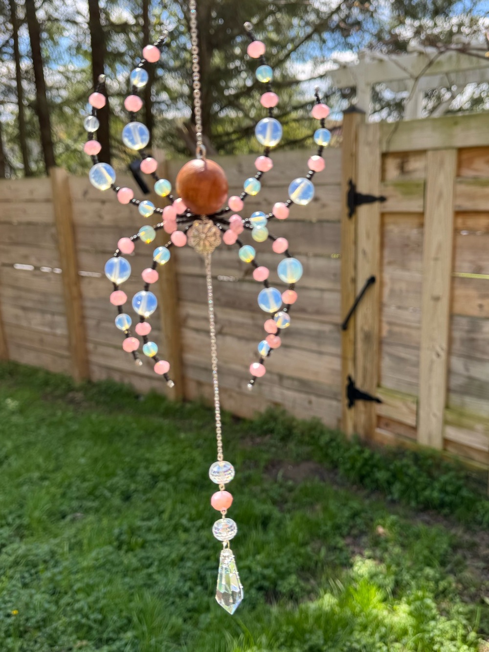 Opalite Beaded Spider Gemstone Suncatcher Rainbow Maker
